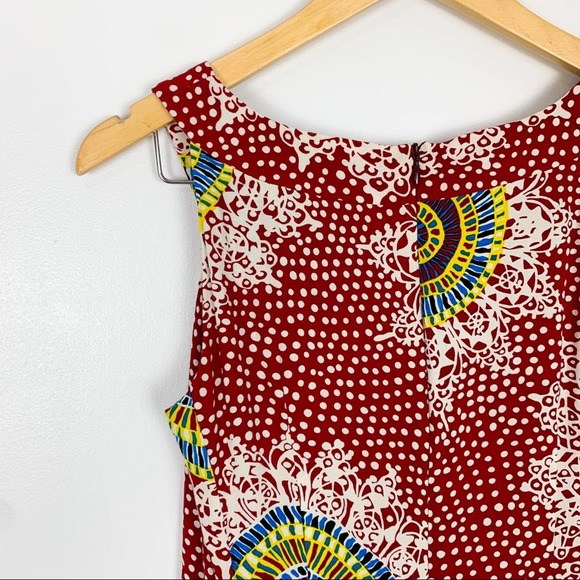 Nanette Lepore Sleeveless Red Geometric Patterned Swing Mini Dress Size 4 - Picture 7 of 13